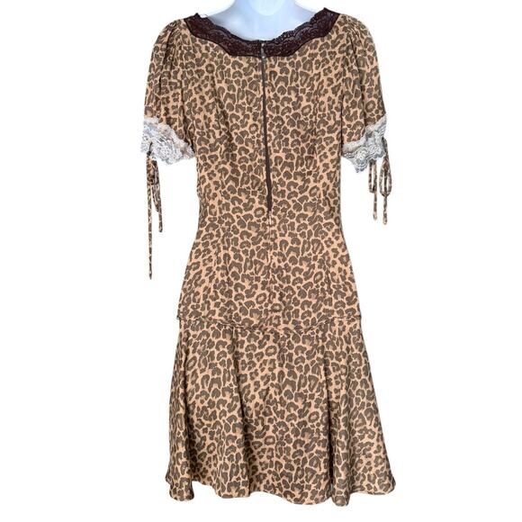 Free People Jos Animal Print Lace Satin Mini Slip Dress Women's Med V-Neck NEW - Picture 3 of 8